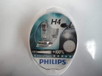 Лампы  PHILIPS   H4  +100%